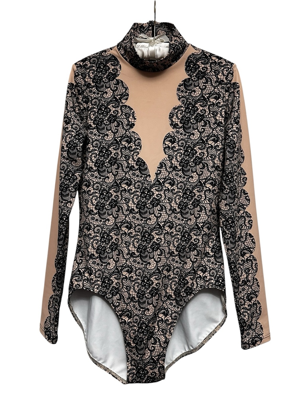 Balera‎ Performance Lace Plunge Print Leotard Nude & Black Size XLA = XL Adult - Picture 2 of 6